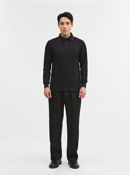 Black Solid Slim Fit Polo T-Shirt | JadeBlue