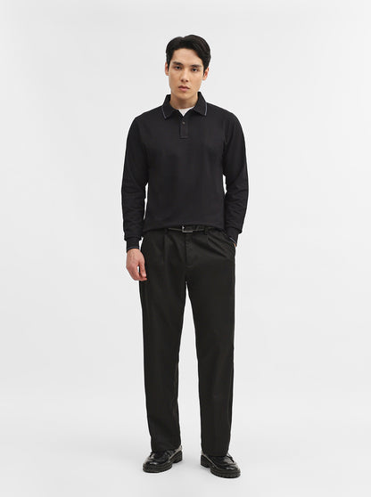 Black Solid Slim Fit Polo T-Shirt | JadeBlue