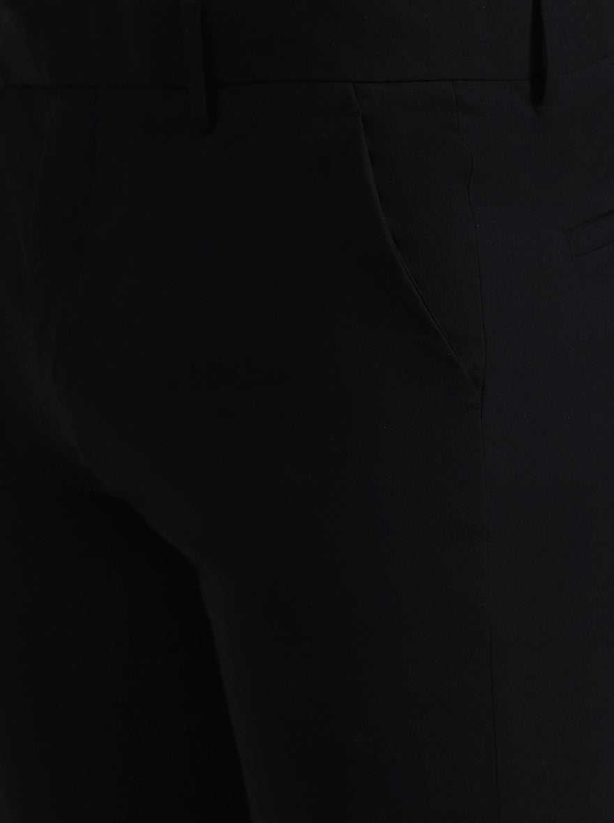 Black Solid Slim Fit Formal Trouser | Greenfibre