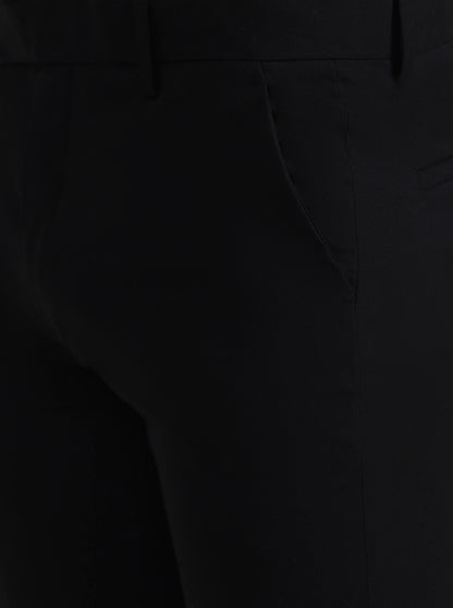 Black Solid Slim Fit Formal Trouser | Greenfibre