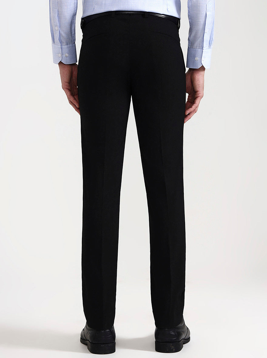 Black Solid Slim Fit Formal Trouser | Greenfibre