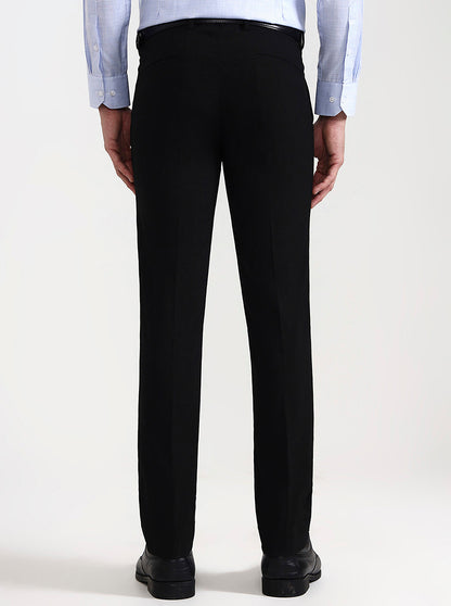 Black Solid Slim Fit Formal Trouser | Greenfibre