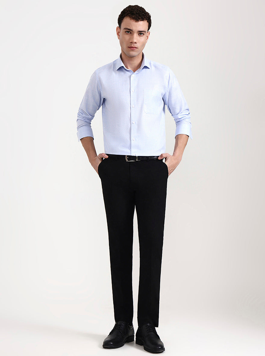 Black Solid Slim Fit Formal Trouser | Greenfibre