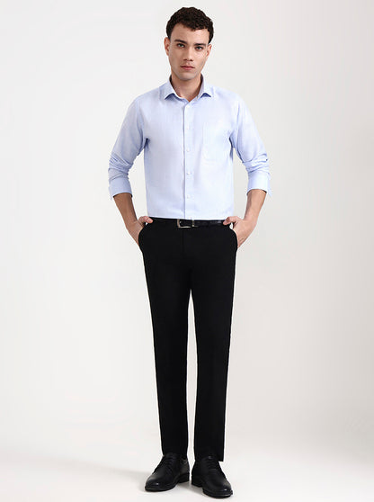 Black Solid Slim Fit Formal Trouser | Greenfibre