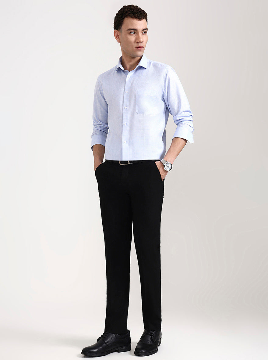 Black Solid Slim Fit Formal Trouser | Greenfibre