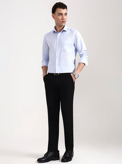 Black Solid Slim Fit Formal Trouser | Greenfibre