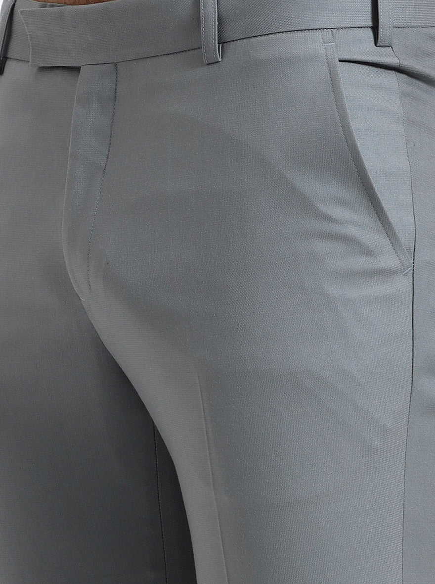 Pista Grey Solid Slim Fit Formal Trouser | Metal
