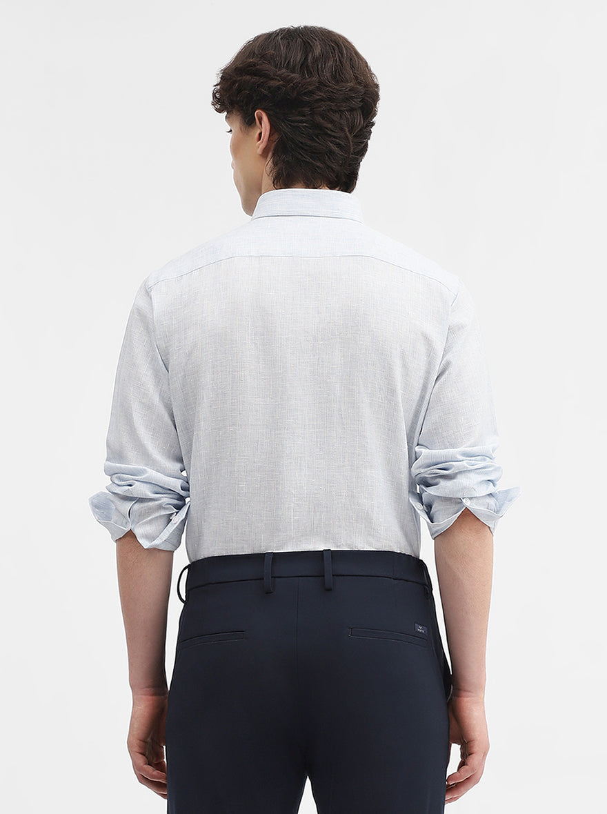 Sky Blue Striped Slim Fit Formal Shirt | JadeBlue