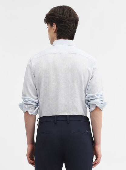 Sky Blue Striped Slim Fit Formal Shirt | JadeBlue