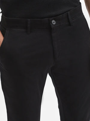 Black Solid Super Slim Fit Casual Trouser | Greenfibre