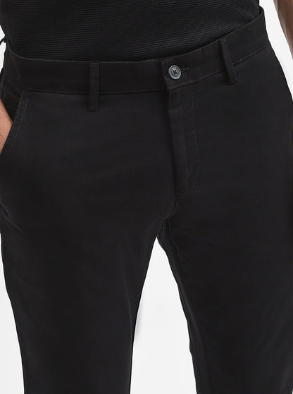 Black Solid Super Slim Fit Casual Trouser | Greenfibre