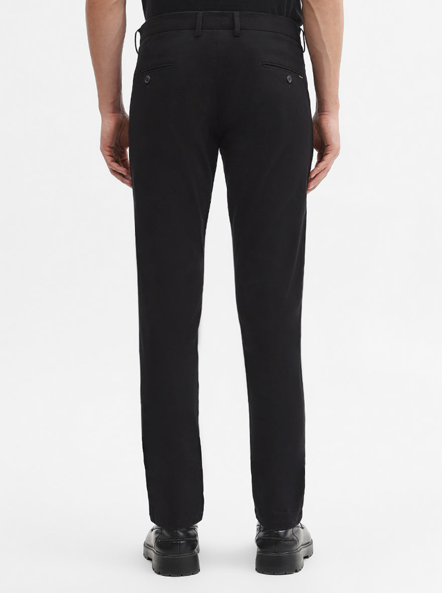 Black Solid Super Slim Fit Casual Trouser | Greenfibre