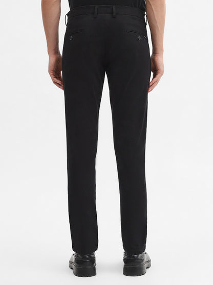 Black Solid Super Slim Fit Casual Trouser | Greenfibre