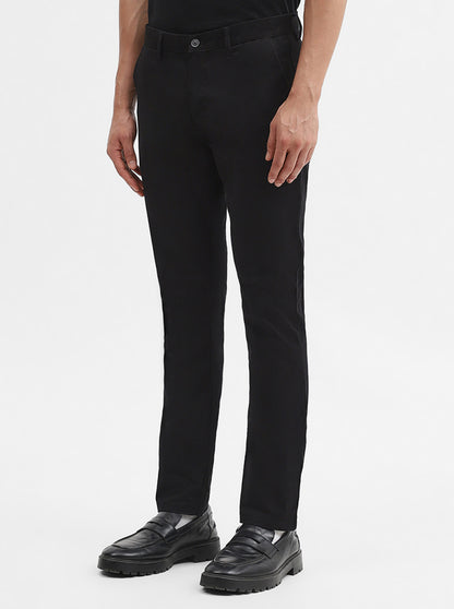 Black Solid Super Slim Fit Casual Trouser | Greenfibre