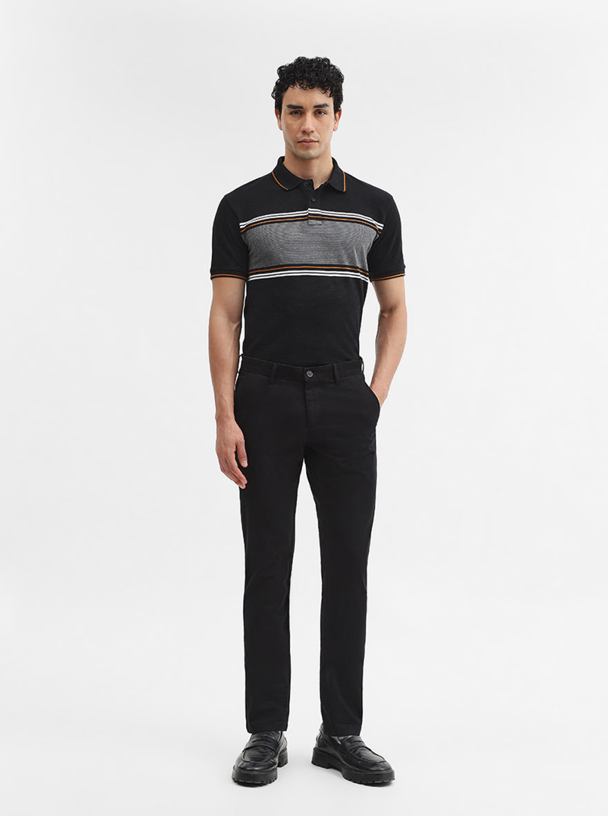 Black Solid Super Slim Fit Casual Trouser | Greenfibre