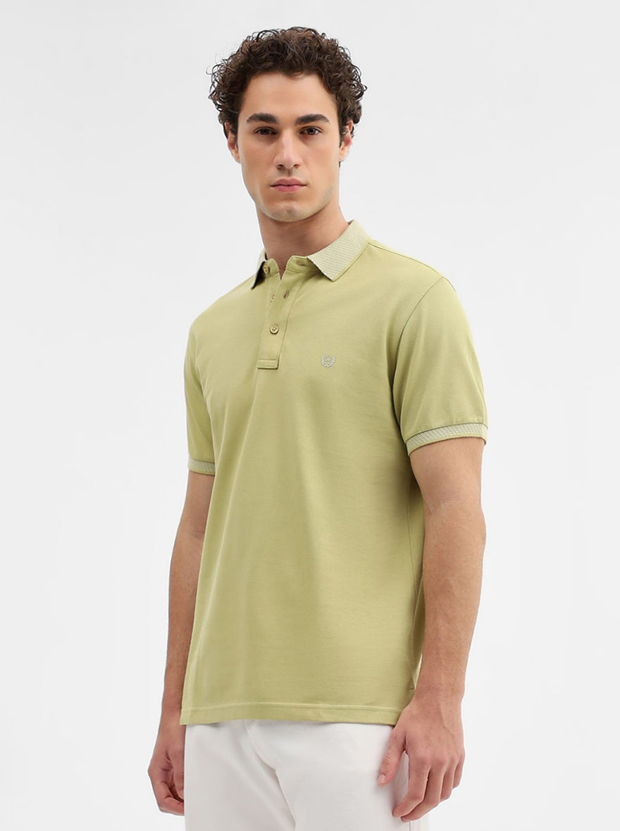 Pista Green Solid Slim Fit Polo T-Shirt | JadeBlue