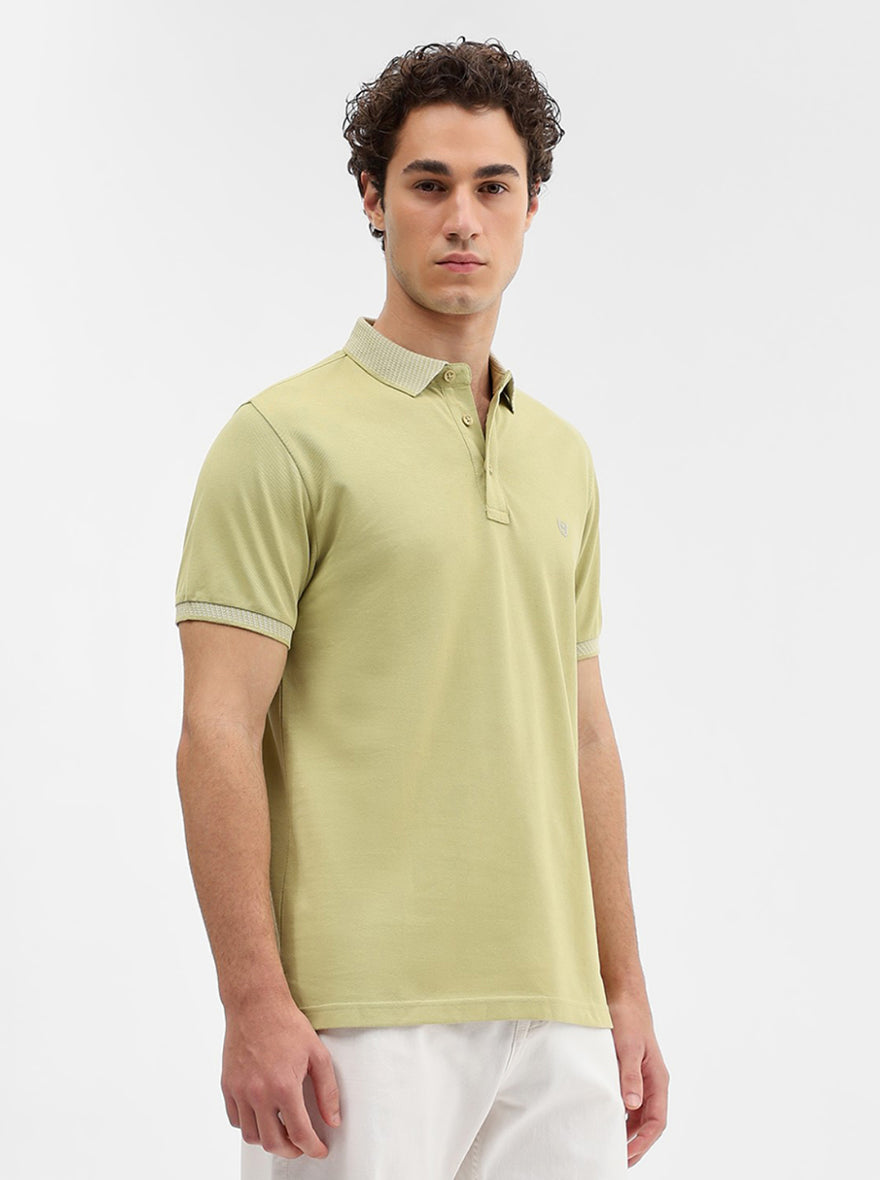Pista Green Solid Slim Fit Polo T-Shirt | JadeBlue