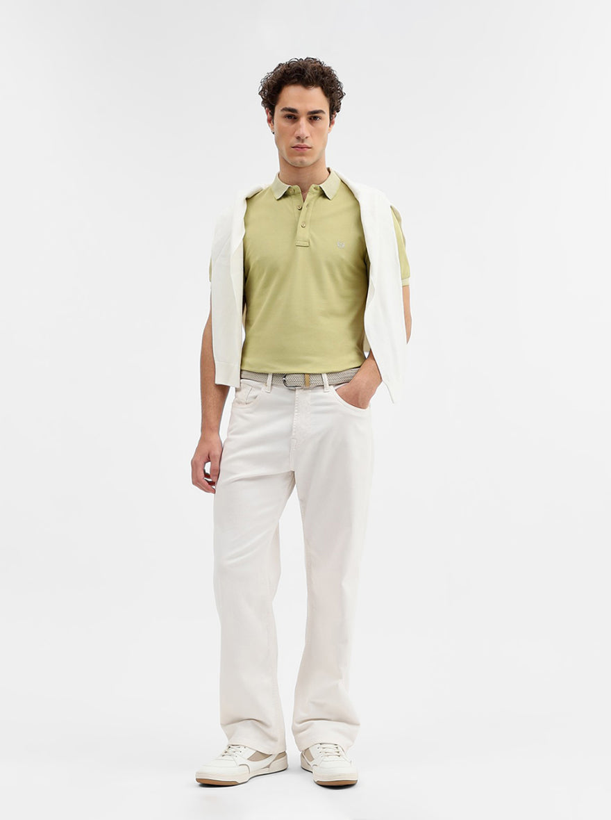 Pista Green Solid Slim Fit Polo T-Shirt | JadeBlue