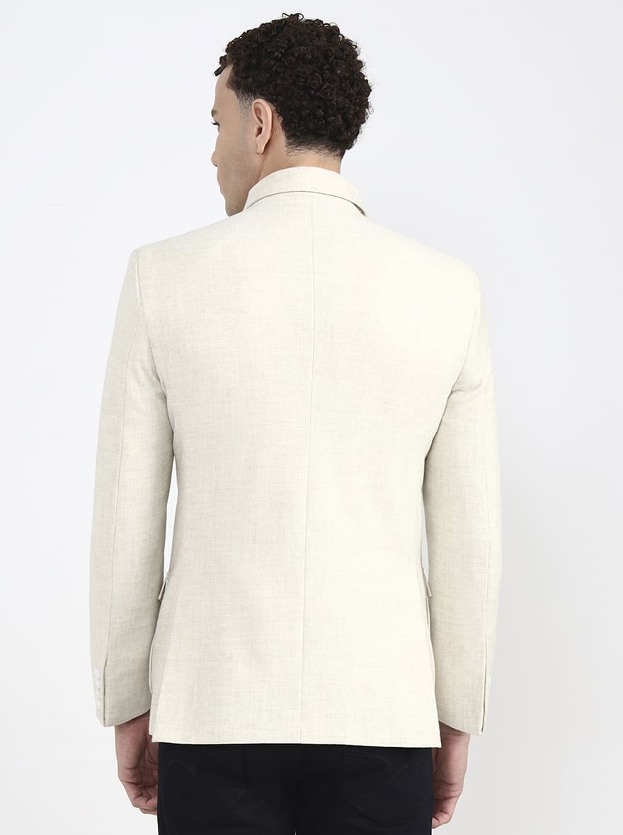 Cream Solid Regular Fit Blazer | JB X JB