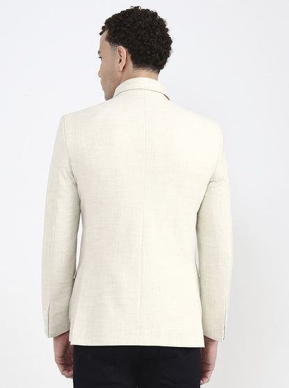 Cream Solid Regular Fit Blazer | JB X JB