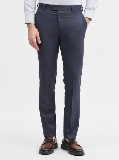 Blue Solid Slim Fit Formal Trouser | JadeBlue Super Luxe