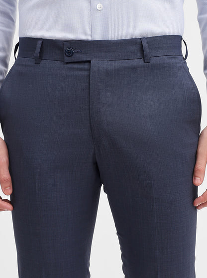 Blue Solid Slim Fit Formal Trouser | JadeBlue Super Luxe