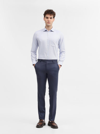 Blue Solid Slim Fit Formal Trouser | JadeBlue Super Luxe