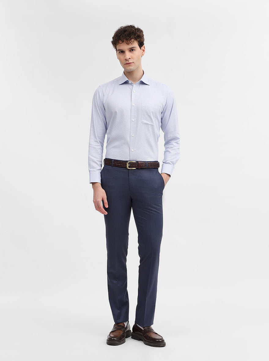 Blue Solid Slim Fit Formal Trouser | JadeBlue Super Luxe
