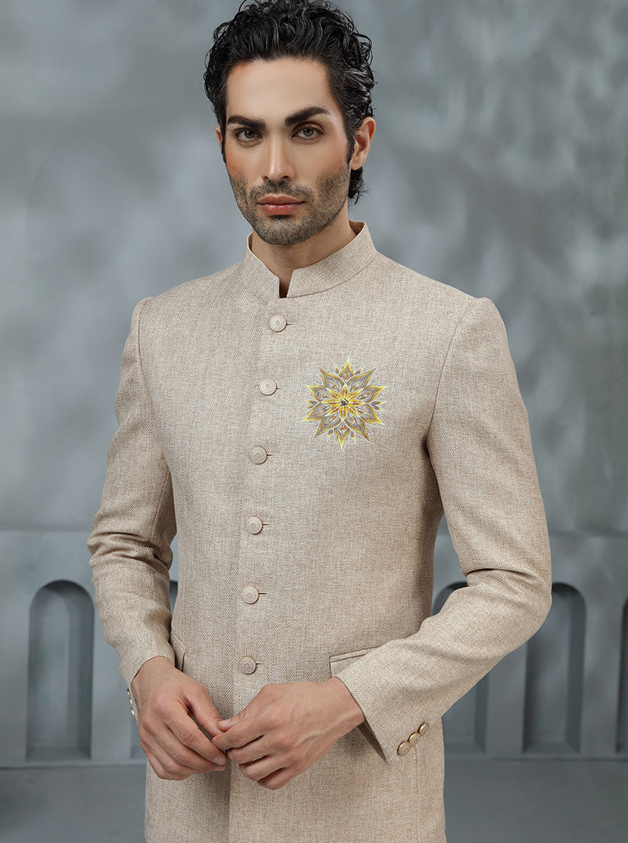 Beige Embroidered Jodhpuri Suit | TULA