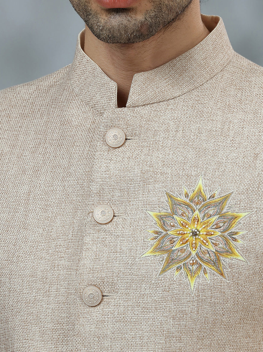 Beige Embroidered Jodhpuri Suit | TULA