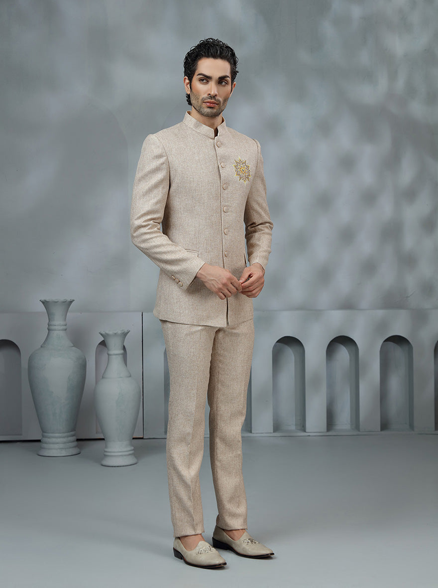 Beige Embroidered Jodhpuri Suit | TULA