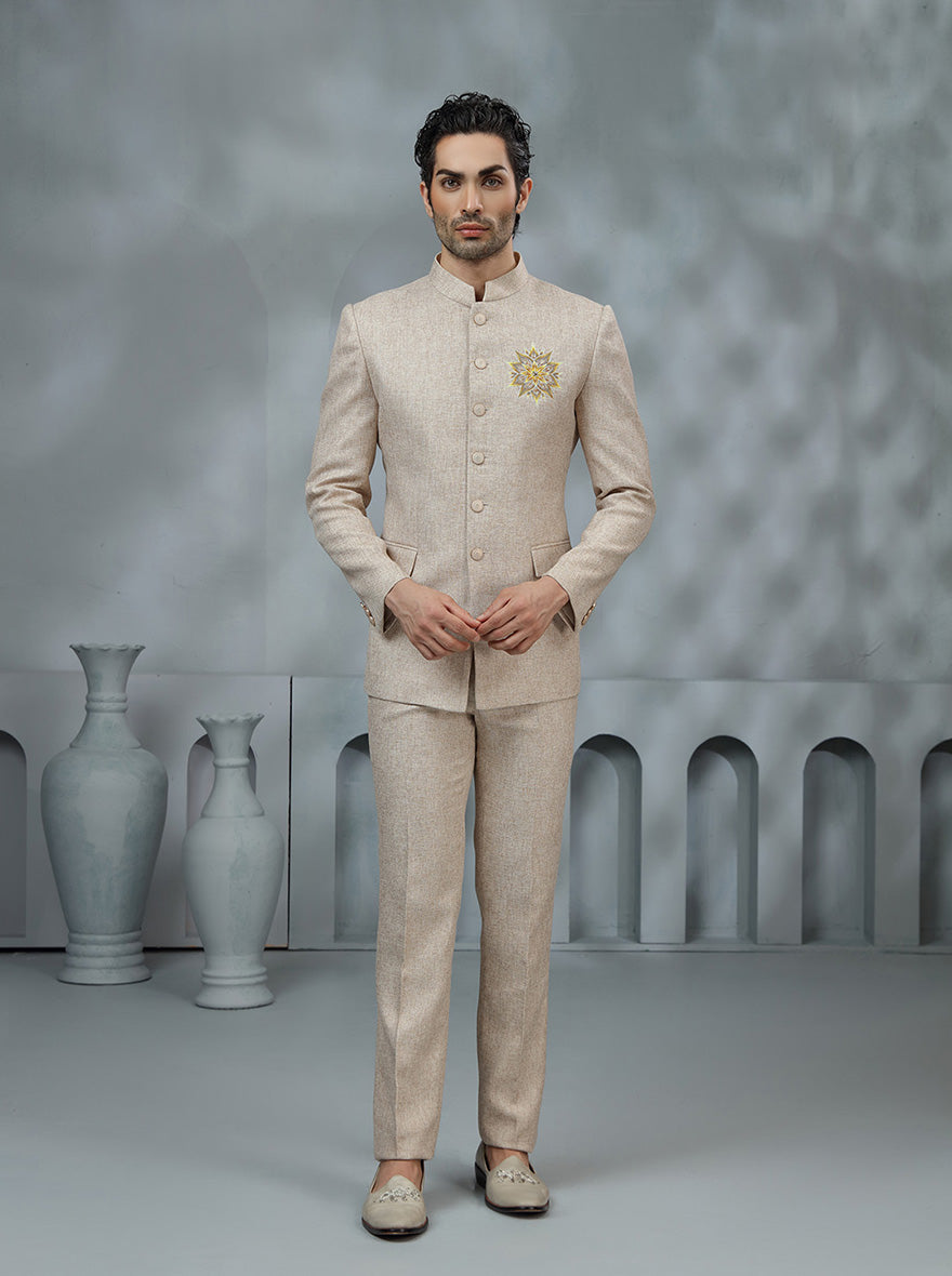 Beige Embroidered Jodhpuri Suit | TULA