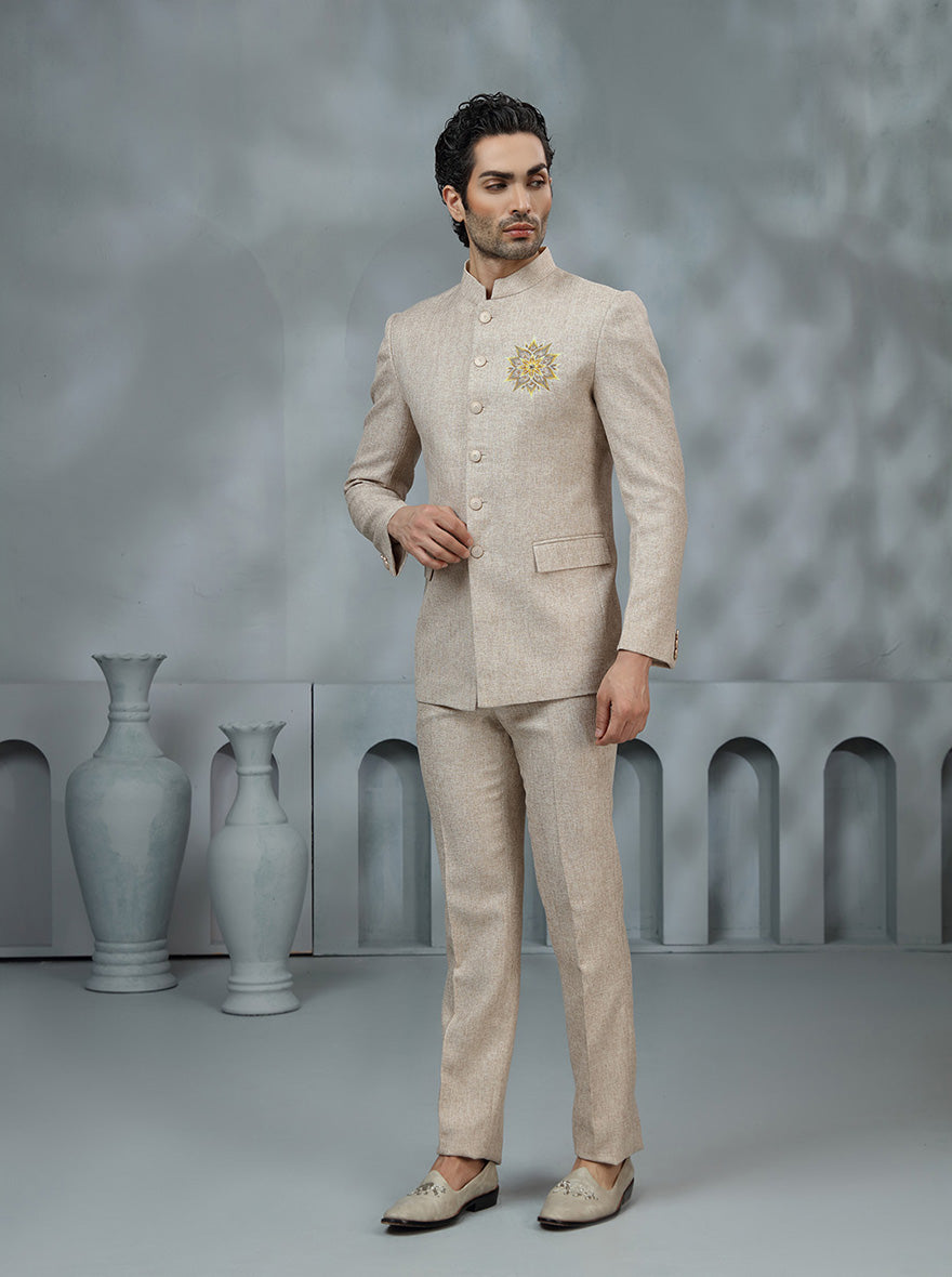 Beige Embroidered Jodhpuri Suit | TULA