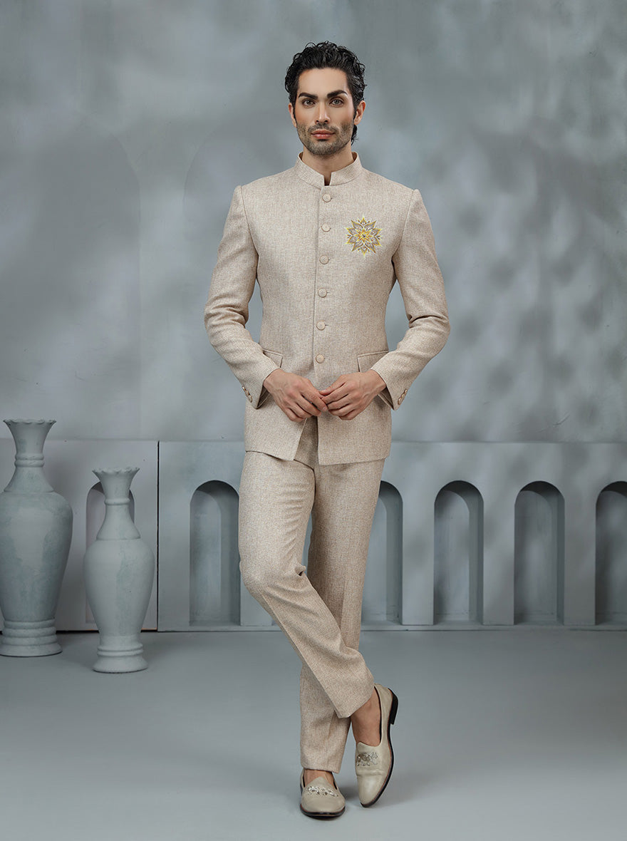 Beige Embroidered Jodhpuri Suit | TULA