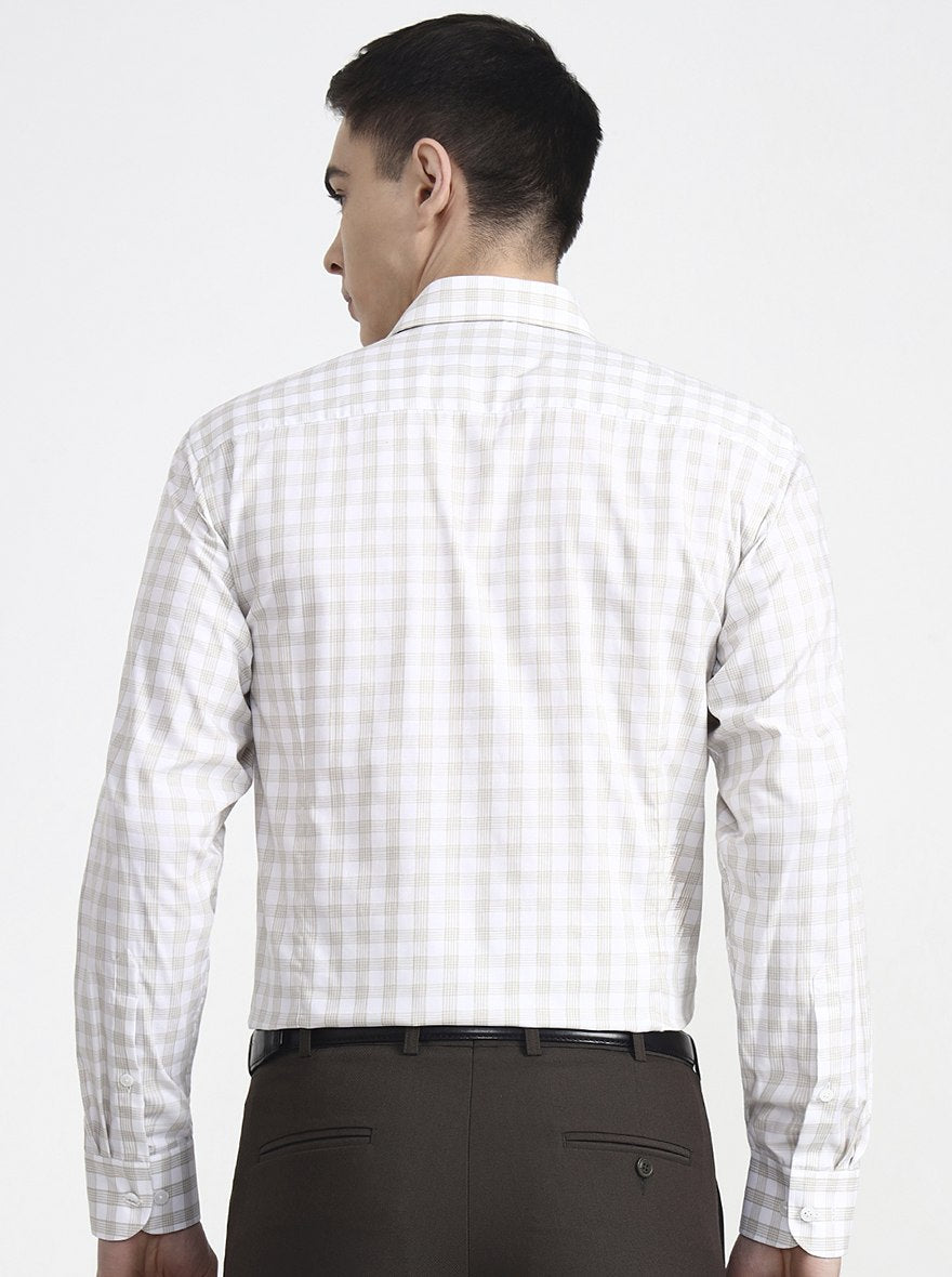 White & Green Checked Slim Fit Formal Shirt | JadeBlue Youth