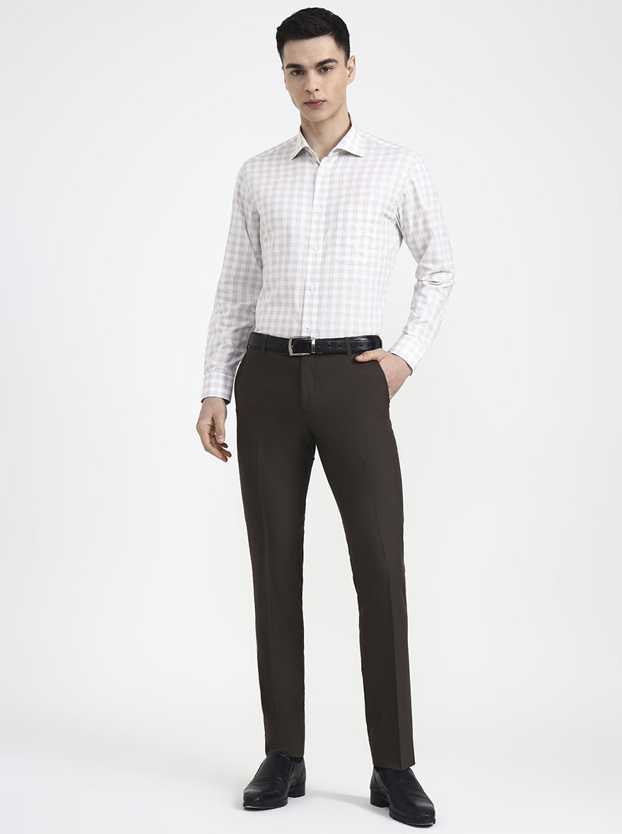 White & Green Checked Slim Fit Formal Shirt | JadeBlue Youth