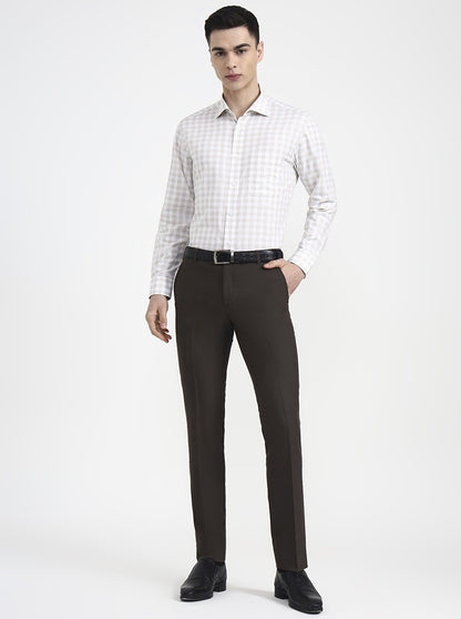 White & Green Checked Slim Fit Formal Shirt | JadeBlue Youth