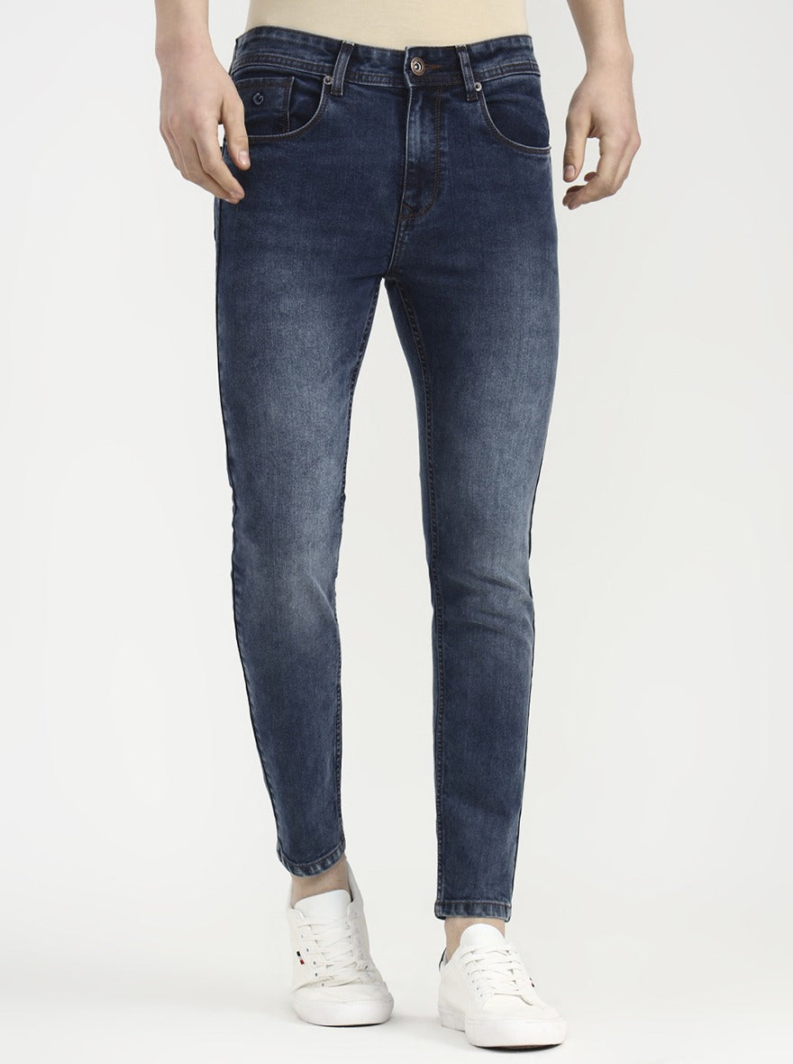 Dark Blue Solid Urban Fit Jeans | Greenfibre