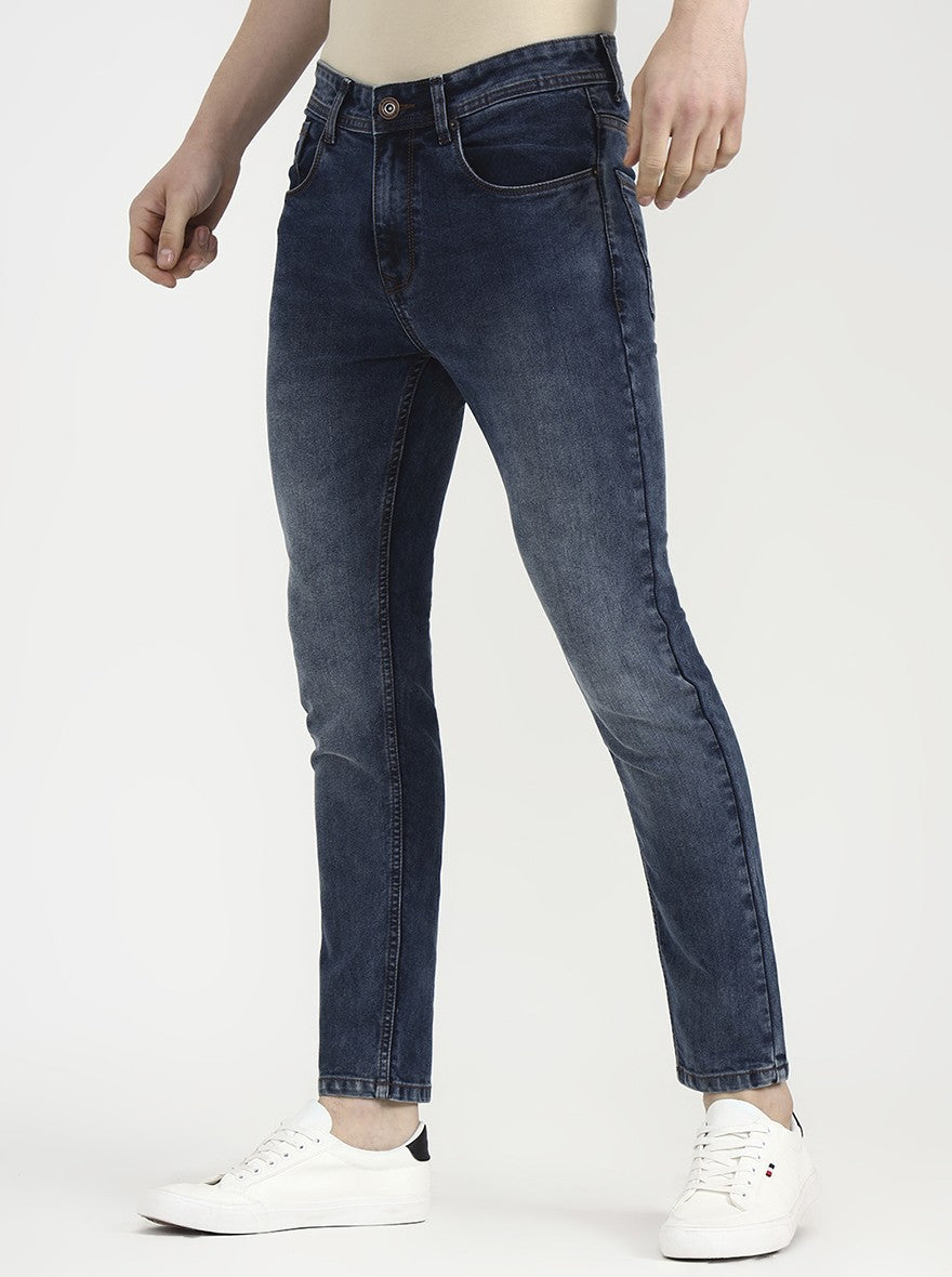 Dark Blue Solid Urban Fit Jeans | Greenfibre