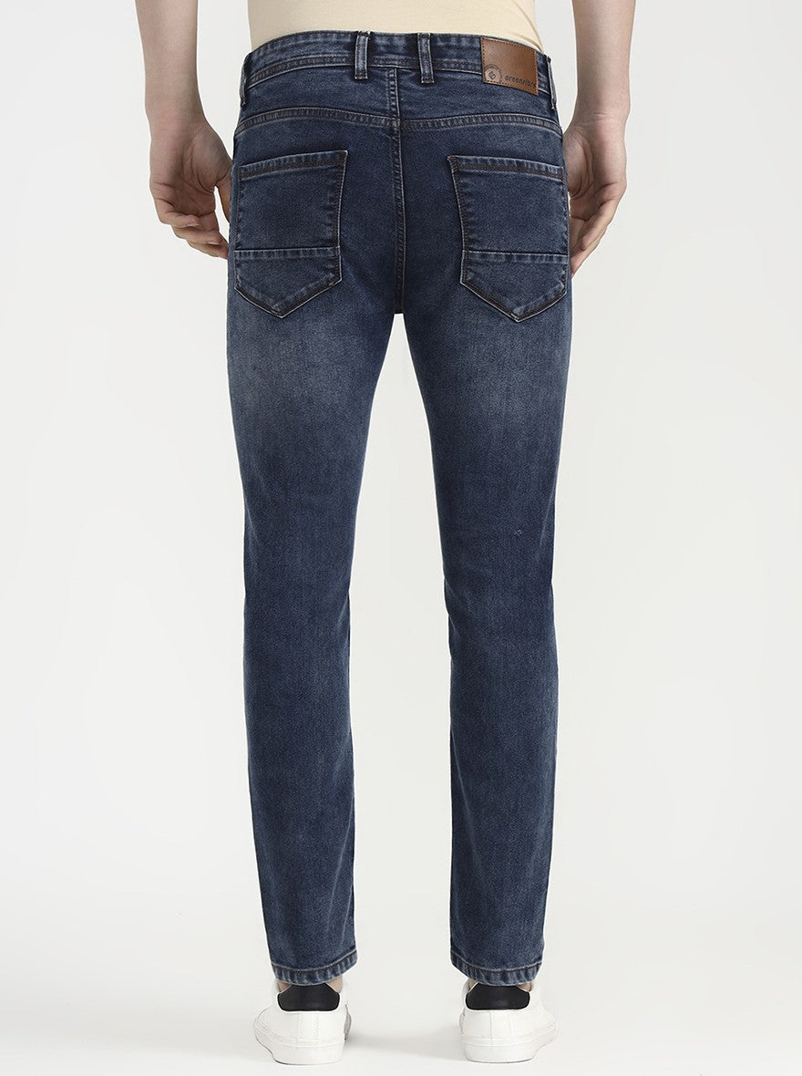 Dark Blue Solid Urban Fit Jeans | Greenfibre