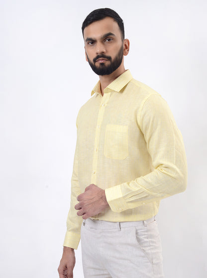 Yellow Striped Regular Fit Formal Shirt | JadeBlue