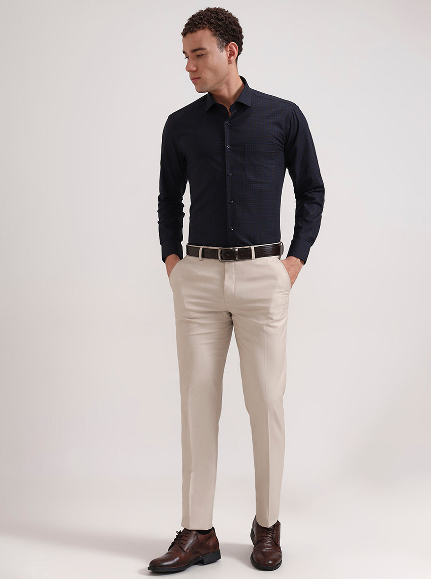 Blue Checked Slim Fit Formal Shirt | Metal