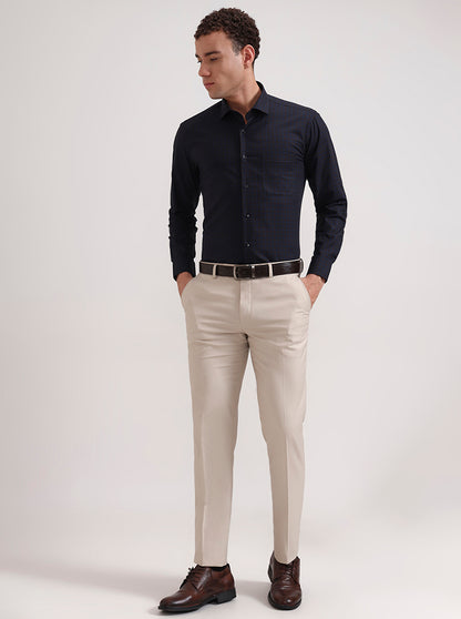 Blue Checked Slim Fit Formal Shirt | Metal