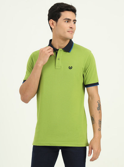 Parrot Green Solid Slim Fit Polo T-Shirt | Greenfibre