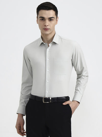 Pista Grey Solid Regular Fit Formal Shirt | JadeBlue