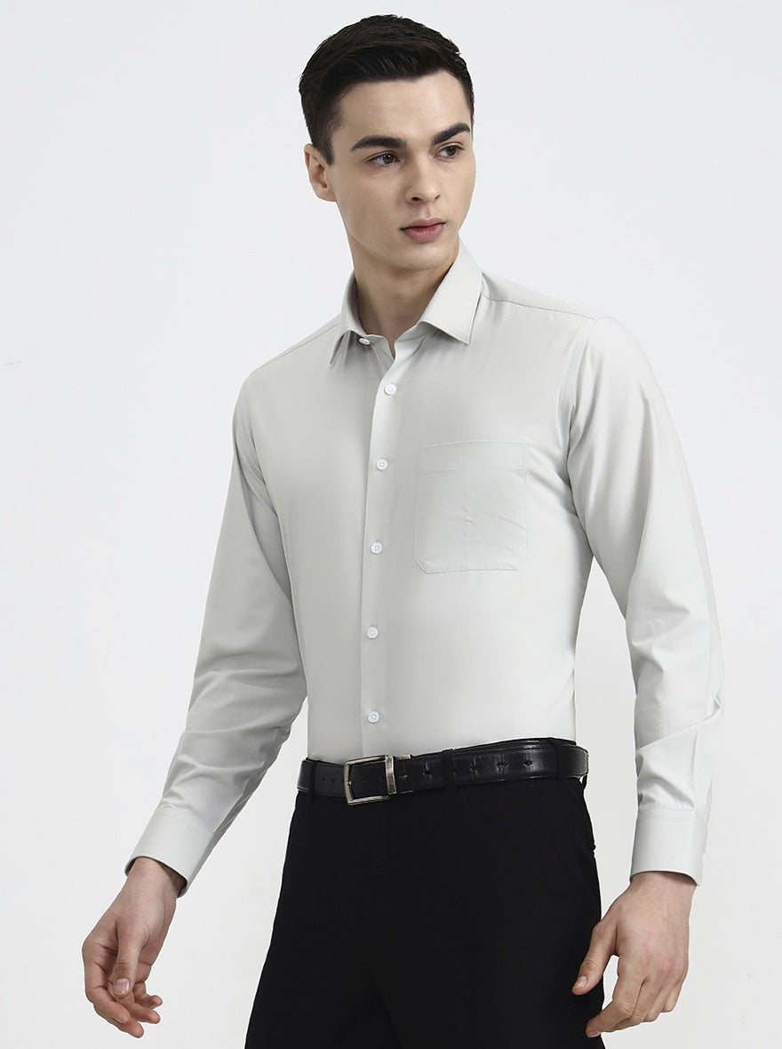 Pista Grey Solid Regular Fit Formal Shirt | JadeBlue