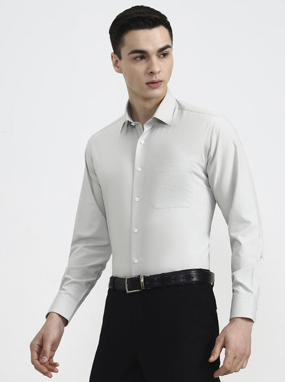 Pista Grey Solid Regular Fit Formal Shirt | JadeBlue