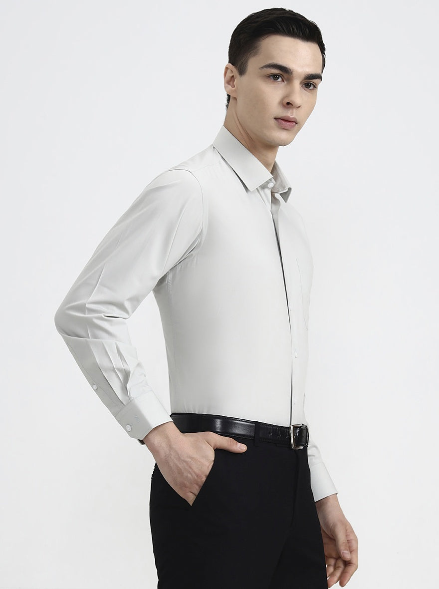 Pista Grey Solid Regular Fit Formal Shirt | JadeBlue