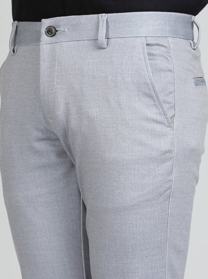 Light Blue Printed Venice Fit Casual Trouser | JadeBlue
