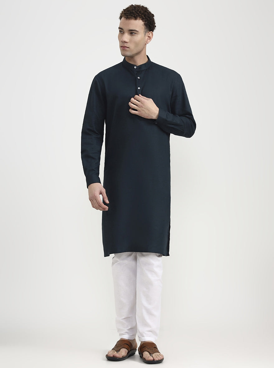 Bottle Green Solid  Modi Kurta | JadeBlue